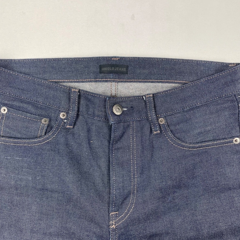 Uniqlo Jeans Mens 29x32 Slim Straight Kaihara Denim Dark Indigo Blue 452522